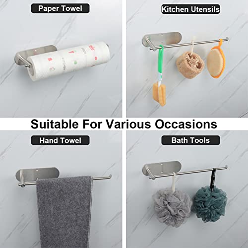 TocTen Paper Towel Holder Under Cabinet, Strong Self Adhesive Paper Towel Bar, No Drilling Paper Towels Bulk Easy to Install, 304 Stainless Steel Paper Towel Rack for Kitchen (Brushed Nickel,12 in)