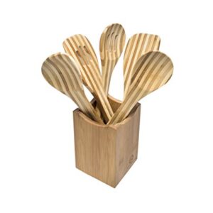 Bamboo Utensil Holder or Caddy for Kitchen Tools. Perfect Organizer for Stainless Steel, Ceramic, or Bamboo Spatulas, Spoons, and Flatware. Quality Home Collection