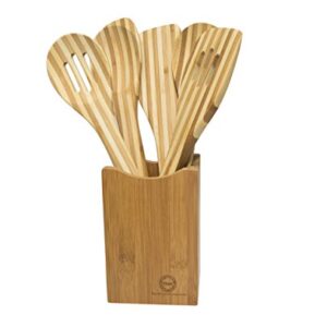 Bamboo Utensil Holder or Caddy for Kitchen Tools. Perfect Organizer for Stainless Steel, Ceramic, or Bamboo Spatulas, Spoons, and Flatware. Quality Home Collection