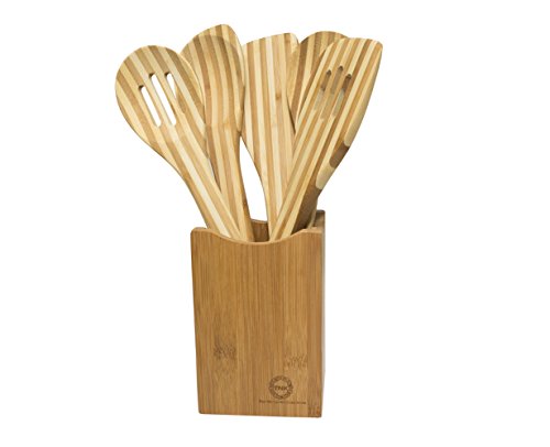 Bamboo Utensil Holder or Caddy for Kitchen Tools. Perfect Organizer for Stainless Steel, Ceramic, or Bamboo Spatulas, Spoons, and Flatware. Quality Home Collection