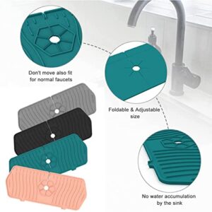 Kitchen Faucet Sink Splash Guard, Splash Guard, Silicone Bathroom Faucet Water Catcher Mat, Sink Draining Pad Behind Faucet, Drip Protector Splash Countertop, Drying Countertop Granite Bar RV(Black)