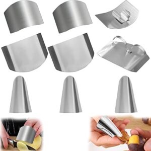 9 pcs finger guards for cutting, stainless steel finger protector for cutting food, adjustable knife finger guard chop guard thumb guard peelers anti-cut kitchen tool for slicing and chopping