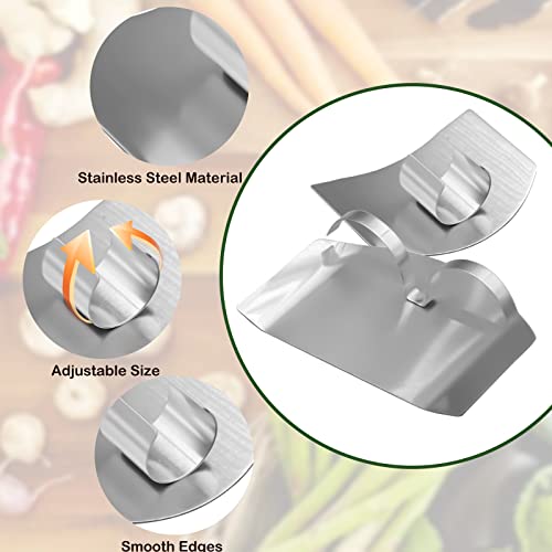9 Pcs Finger Guards for Cutting, Stainless Steel Finger Protector for Cutting Food, Adjustable Knife Finger Guard Chop Guard Thumb Guard Peelers Anti-Cut Kitchen Tool for Slicing and Chopping