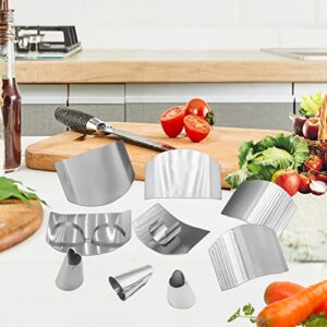 9 Pcs Finger Guards for Cutting, Stainless Steel Finger Protector for Cutting Food, Adjustable Knife Finger Guard Chop Guard Thumb Guard Peelers Anti-Cut Kitchen Tool for Slicing and Chopping