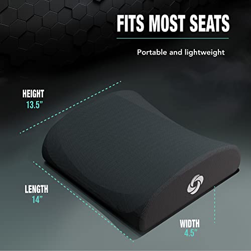 SAMSONITE - Lumbar Support Pillow For Office Chair And Car Seat, Memory Foam, Versatile Use Lower Back Cushion