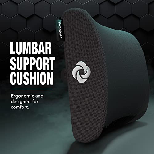 SAMSONITE - Lumbar Support Pillow For Office Chair And Car Seat, Memory Foam, Versatile Use Lower Back Cushion