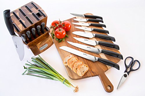 ZYLISS Control Wooden Knife Block - Kitchen Cutlery Storage - Knife Block Without Knives - 16 Slots With Steak Holders