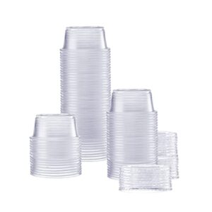comfy package [100 sets – 2 oz.] plastic portion cups with lids, souffle cups, jello shot cups