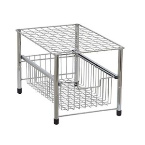 household essentials silver 1237-1 free standing pull out cabinet organizer shelf | single, 16.5″ deep