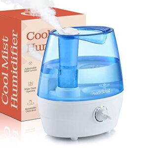 cool mist humidifiers for bedroom – 2.2l water tank, baby, office, quiet ultrasonic air vaporizer, adjustable mist level, 360 nozzle rotation, auto-shut off, large area humidifier easy fill and clean