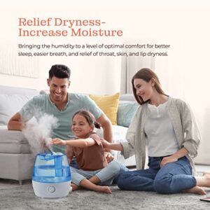 Cool Mist Humidifiers for Bedroom - 2.2L Water Tank, Baby, Office, Quiet Ultrasonic Air Vaporizer, Adjustable Mist Level, 360 Nozzle Rotation, Auto-Shut Off, Large Area Humidifier Easy Fill and Clean