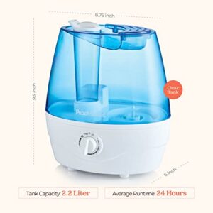 Cool Mist Humidifiers for Bedroom - 2.2L Water Tank, Baby, Office, Quiet Ultrasonic Air Vaporizer, Adjustable Mist Level, 360 Nozzle Rotation, Auto-Shut Off, Large Area Humidifier Easy Fill and Clean