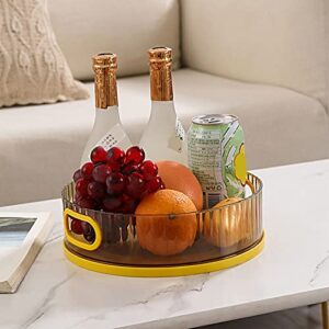 GRASARY Lazy Susan Turntable Organizer, Round Plastic Clear Storage Container 360 Degree Rotatable Revolving Condiment Organizer for Kitchen, Cabinet Champagne