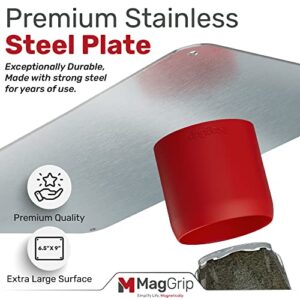 MagGrip GripPlate Stainless Steel Plate Spice Jar Grips | Easily attach over 6 Large 6.5 x 9 Inches | Any Space, Any Place not Included