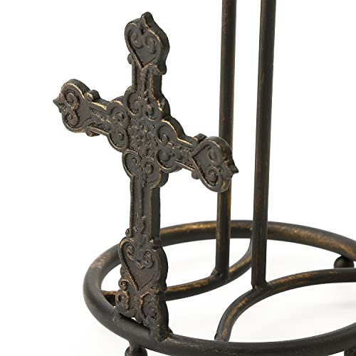 Jemeni Metal Paper Towel Holder Tabletop for Kitchen Bathroom, Cross Accent, Bronze