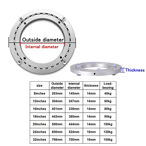 Heavy-duty Aluminum Rotary Bearing Lazy Susan Table Bearing Turntable Bearing Base Hardware, Large Table Bearing 8in 16in 24in 32in, Smooth Silent Industrial Swivel Base ( Size : 16 inches (400mm) )