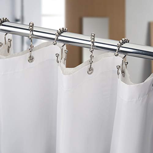 Amazer Shower Curtain Rings, Rust-Resistant Metal Double Shower Hooks for Curtain Rolling Shower Curtain Hooks Rings Shower Rings for Bathroom Shower Curtain Rod , Nickel, Set of 12 Rings