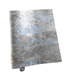 Taamall Simplemuji Gray Blue Marble Grain Granite Wooden Grain Effect Countertops Gloss Paper Vinyl Film 17.7inch by 98inch