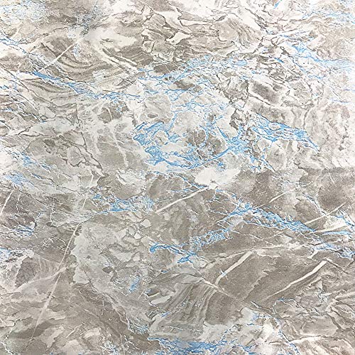 Taamall Simplemuji Gray Blue Marble Grain Granite Wooden Grain Effect Countertops Gloss Paper Vinyl Film 17.7inch by 98inch