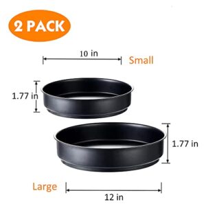 2 Pack Steel Lazy Susan Turntable Cabinet Organizer, 12'' and 10'' Rotating Storage Containers Lazy Susan for Kitchen Cabinet Pantry Bathroom (10'' and 12'')