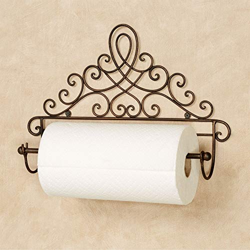 Touch of Class Cassoria Wall Mounted Paper Towel Holder - Antique Bronze - Hanging Storage Rack for Kitchen, Dining Room, Bar, Restaurant, Laundry Room, Bathroom - Functional