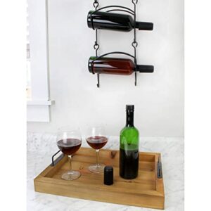 AuldHome Wall Mounted Wine Rack; Black Wrought Iron Storage Organizer for Bottles or Towels