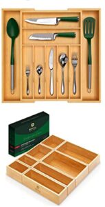 royal craft wood luxury bamboo kitchen drawer organizer – silverware organizer and storage box set of 8