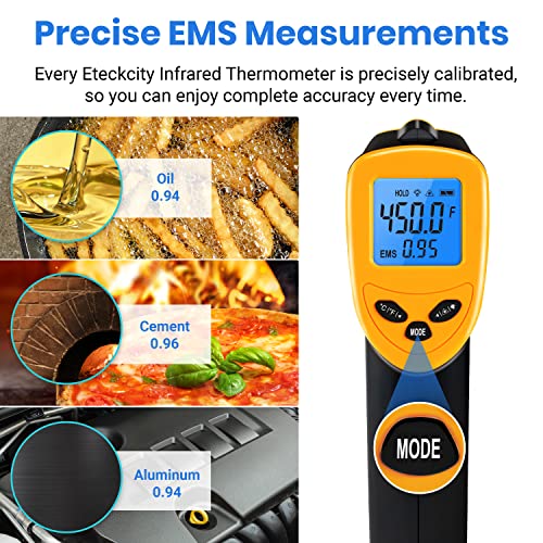 Etekcity Infrared Thermometer 1080, Heat Temperature Temp Gun for Cooking, Laser IR Surface Tool for Pizza Oven, Meat, Griddle, Grill, HVAC, Engine, Accessories, -58°F to 1130°F, Yellow