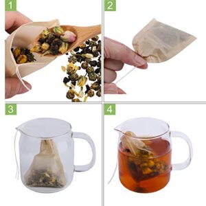 Aksuaple Eco-Fil Disposable Tea Filter Bags for Loose Tea, Wood Pulp Material, Biodegradable and Compostable, Unbleached Empty Tea Infuser Sachets with Drawstring, 100 Pack (3.2inch x 4.0inch)