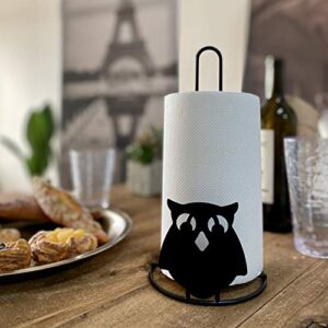 KLIFA- OWL Matel Paper Towel Holder/Roll Dispenser Stand, Simple Refilling and an OWL Series, 11.02 inch Height, Black, 1 pc