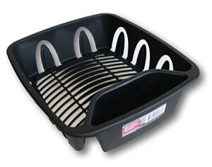 essentials small dish drainer – black plastic -13.75 inches