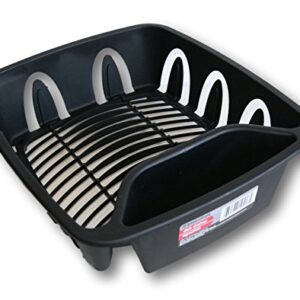 Essentials Small Dish Drainer - Black Plastic -13.75 Inches