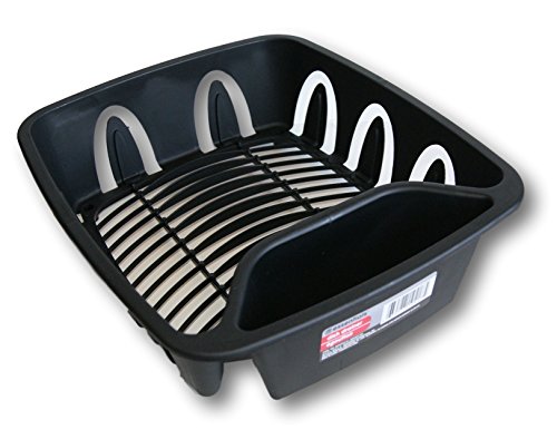 Essentials Small Dish Drainer - Black Plastic -13.75 Inches