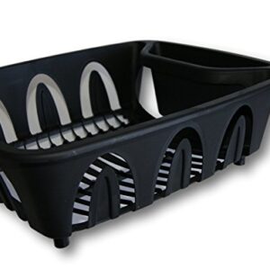 Essentials Small Dish Drainer - Black Plastic -13.75 Inches