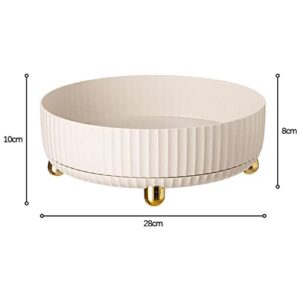 Fenteer Lazy Susan Rotating Storage Tray Round Turntable Multi-Function Storage Decorative Spice Organizer for Countertop Office Bathroom Jars Cans - White