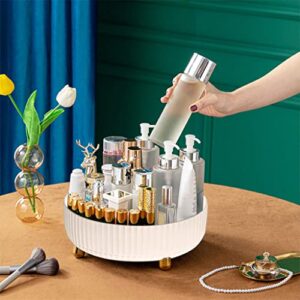 Fenteer Lazy Susan Rotating Storage Tray Round Turntable Multi-Function Storage Decorative Spice Organizer for Countertop Office Bathroom Jars Cans - White