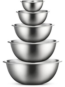 finedine stainless steel mixing bowls (set of 6) stainless steel mixing bowl set – easy to clean, nesting bowls for space saving storage, great for cooking, baking, prepping