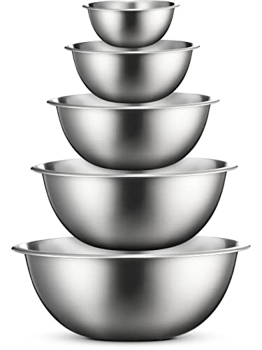 FineDine Stainless Steel Mixing Bowls (Set of 6) Stainless Steel Mixing Bowl Set - Easy To Clean, Nesting Bowls for Space Saving Storage, Great for Cooking, Baking, Prepping