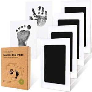 4-pack inkless hand and footprint kit – ink pad for baby hand and footprints – dog paw print kit,dog nose print kit – baby footprint kit, clean touch baby foot printing kit, newborn baby handprint kit