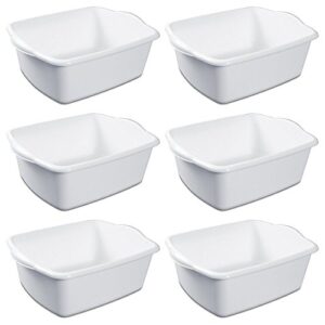 sterilite plastic rectangular dish pan, white, pack of 6