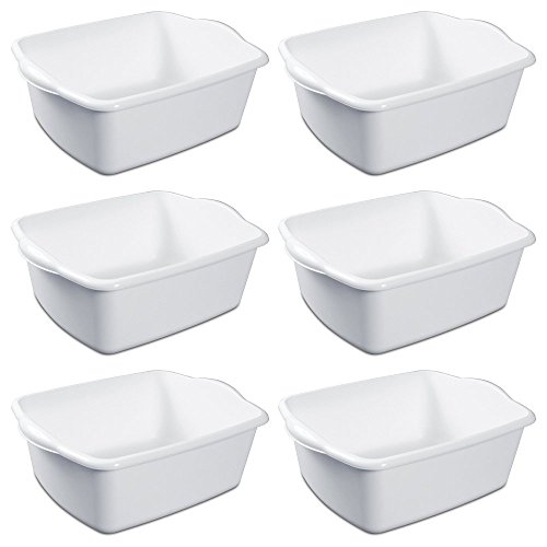 STERILITE Plastic Rectangular Dish Pan, White, Pack of 6