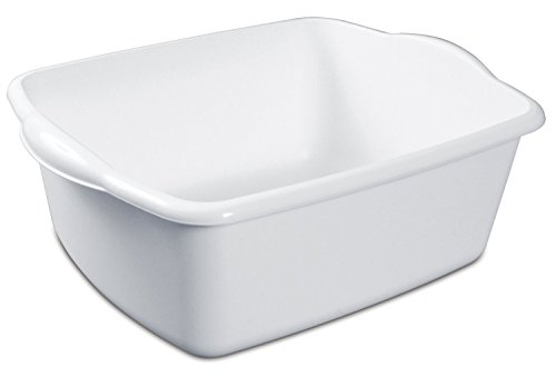 STERILITE Plastic Rectangular Dish Pan, White, Pack of 6