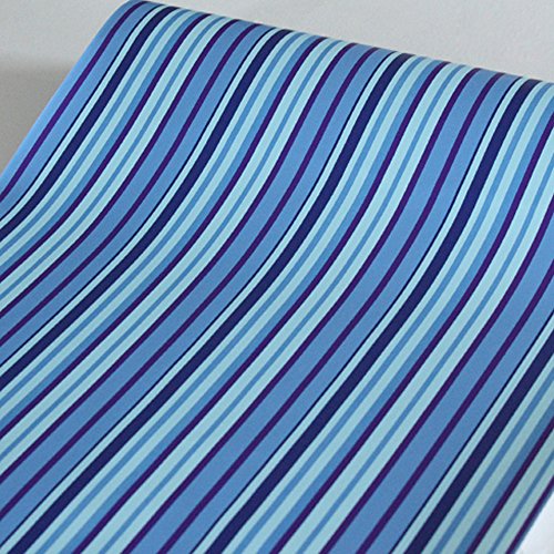 Yifely Mediterranean Blue Stripes Shelf Liner Removable Dresser Drawer Sticker Self-Adhesive Furniture Paper 17.7 Inch by 9.8 Feet