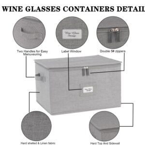 MeYouRow.C Wine Glass Storage,crystal Stemware Storage Cases For Champagne/ White & Red Wine Glass,Glasses Cup Storage Box With Dividers For 12.