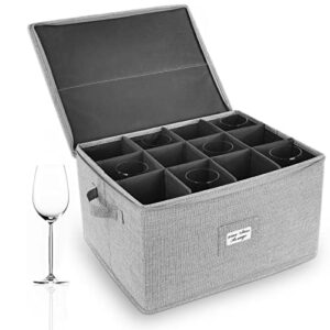 meyourow.c wine glass storage,crystal stemware storage cases for champagne/ white & red wine glass,glasses cup storage box with dividers for 12.