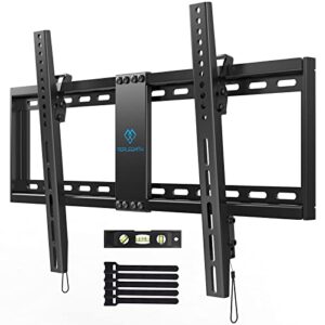 perlesmith tilt tv wall mount for most 37-82 inch tvs up to 132 lbs, tilt tv wall mount fits 16”/18”/24” wood studs, low profile flat wall mount with max vesa 600x400mm, psltk1