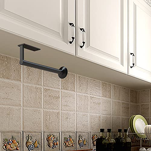 Black Paper Towel Holder Wall Mount Under Cabinet Drilling Toilet Paper Holder Stainless Steel Hand Towel Holder (with Cap)