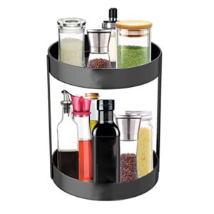 2 Tier Lazy Susan, Stainless Steel Turntable, 360 Degree Spice Rack for Kitchen Bathroom Counter Organizer (10.2Inch)