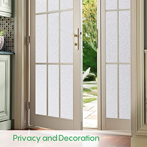 Coavas Window Privacy Film Frosted Glass Window Film Non Adhesive Static Cling Window Tint Film for Bathroom Door Vinyl Frosting Stickers Heat Control Home Winter Coverings(17.5 x 78.7 Inch, Pure)