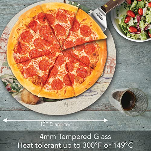 CounterArt Wine Tableau 4mm Heat Tolerant Tempered Glass Lazy Susan Turntable 13" Diameter Cake Plate Condiment Caddy Pizza Server